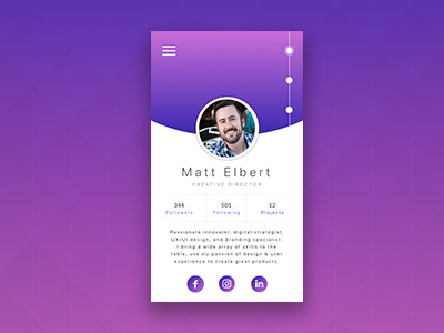 Profile Card UI by Matteo Elbert on Dribbble