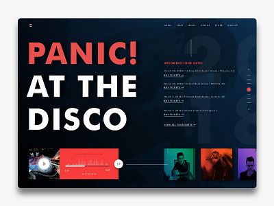 Landing Page artist at design disco landing page panic player the ui ux web