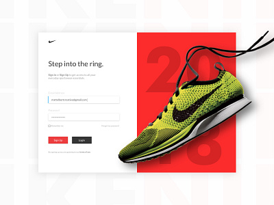 Sign-Up Screen app design landing login mobile nike page ui ux