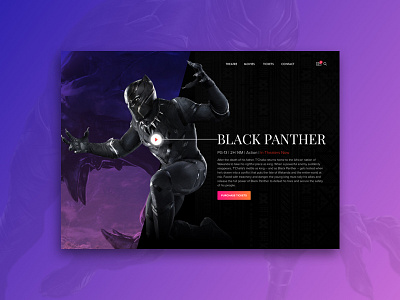 Black Panther | Landing Page black panther cinema dark flat gradient header movie ticket ui ux web website