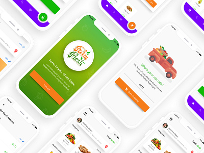 Farm Fresh - Online Grocery Ordering app design ecommerce groceries illustration mobile online grocery shopping online shopping organic product design ui ux
