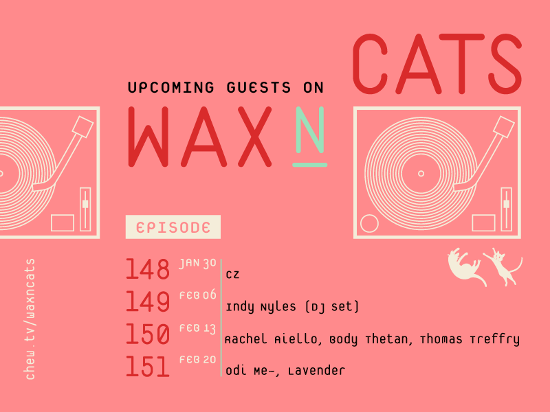 Digital Flyer for Wax n' Cats monospaced podcast dj type promotion flyer music