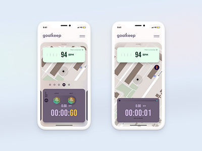 Goalkeeping App cycling fitness floating gps health heartbeat location map route running timer tracking ui widget
