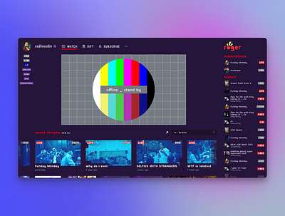 Live Streaming Profile 90s channel chat gaming hacker livestreaming profile recommendations streaming teletext tiles video