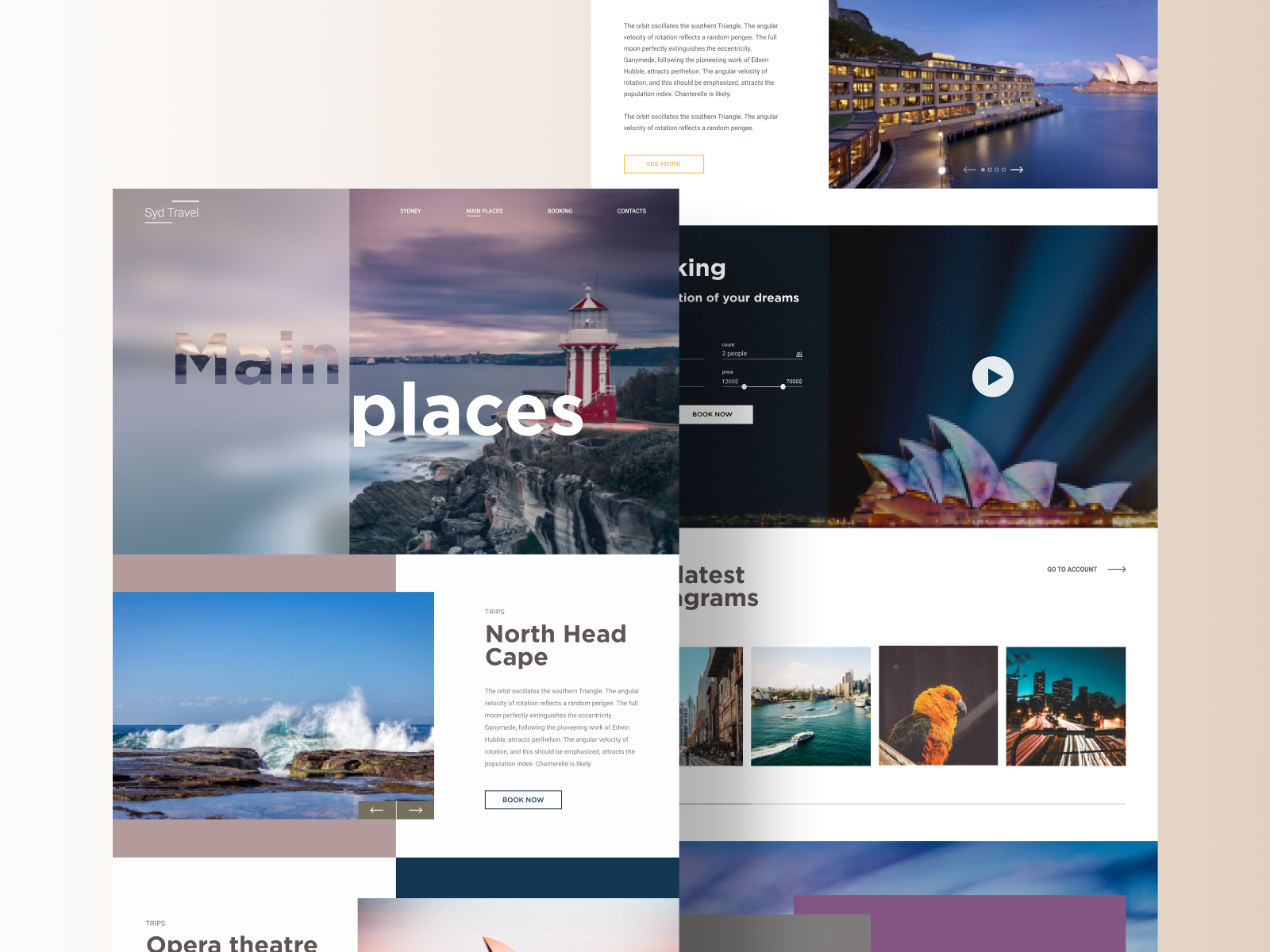 Travel website to Sydney. UX/UI by Maxim Kozikov on Dribbble