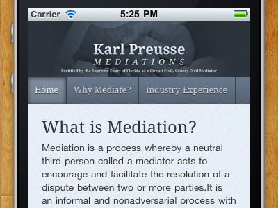 kpreussemediations.com Mobile Layout boilerplate html5 media query mobile