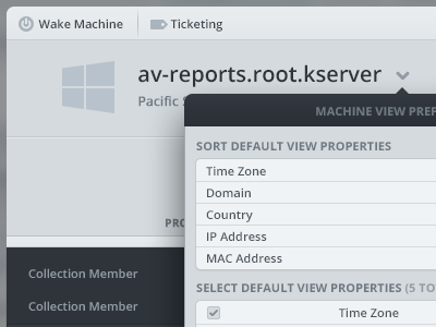 Single Machine Interface View Preferences popover ui user interface