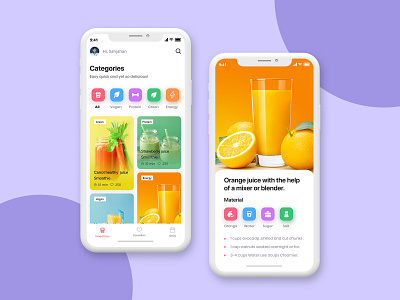 iOS Recipe App UI Design app clean clean design color mobile app ui uiux