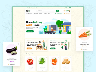 VeganLover - Food Delivery Website Template clean design delivery design shopping ui uiux