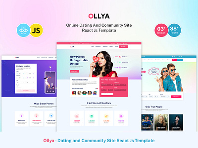 Ollya - Dating and Community Site React Js Template social network