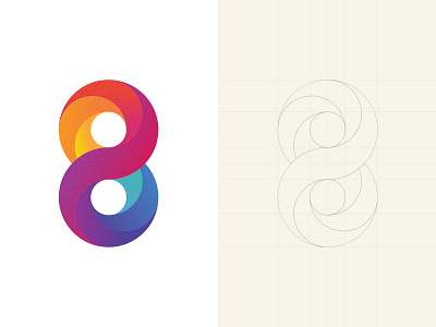 Logo Design Concept 8 clean design color design eight flat color gradient logo logo design modern monogram