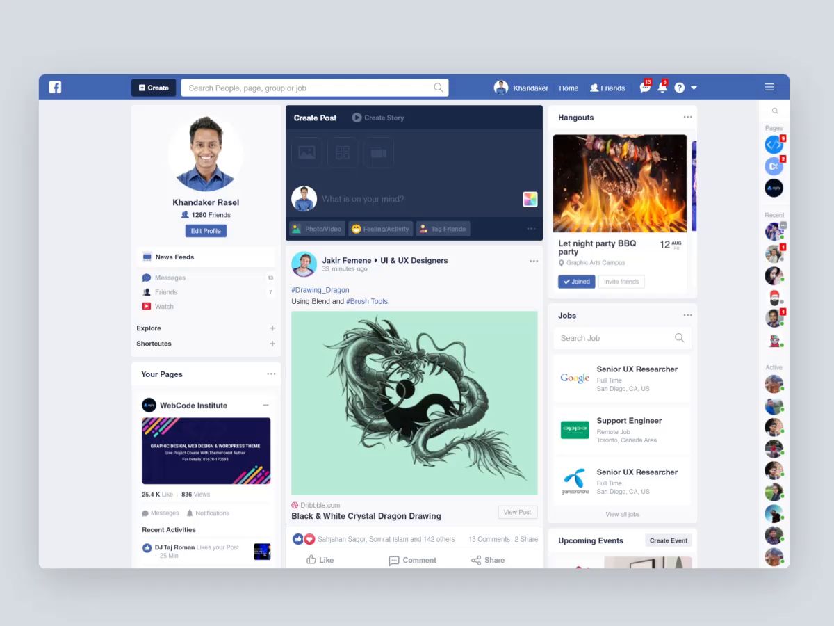 Facebook Redesign Concept by CodexCoder on Dribbble