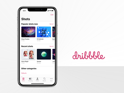 Dribbble app, redesign for iOS 11 app dribbble ios ios11