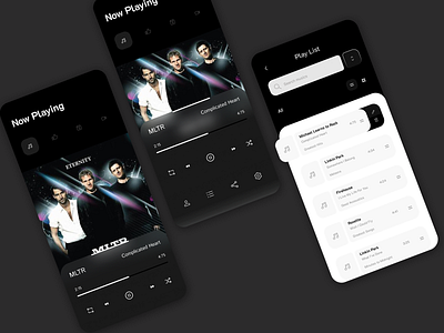 Music App Ui Black White version app design glass illustration ui ui design ux ux ui