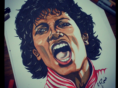 Michael Jackson copicmarker drawing illustration jackson king michael portrait thriller