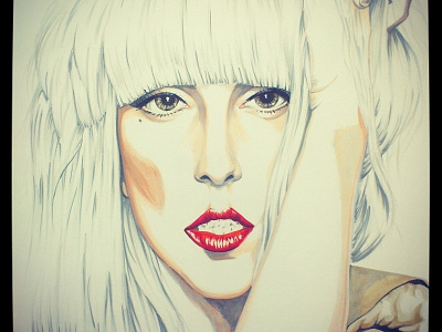 Lady Gaga copicmarker drawing face gaga illustration lady poker portrait white