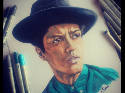 Bruno Mars artist colours copic drawing illustration music sketch