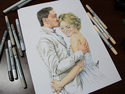 The Wedding bride copic drawing forever groom illustration love markers wedding white