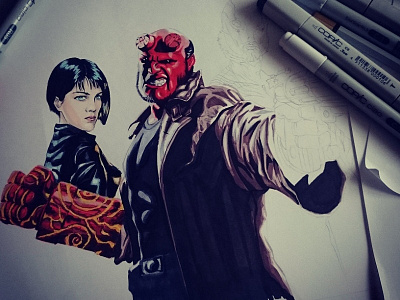 HellBoy - work in progress copicmarkers drawing hell hellboy illustration red thesketchbook