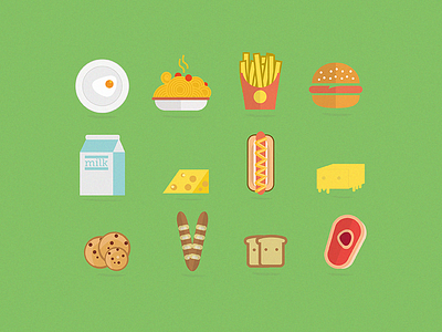 Fooooods burger dribbble egg flat icon food hotdog icon illustration infographic milk