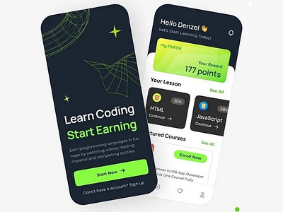 User Interface Design (UI Design) for a "Learn Coding App"
