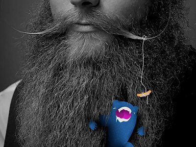 Beardy Monster One beard beards digital illustration hotdog illustration monster