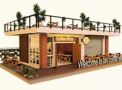 Coffee Shop Design 3d animation architecture design exteriordesign highrisebuilding illustration interiordesign logo ui