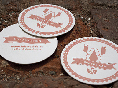 Lobster Lab beer coaster business cards ci coaster geometric hipster lobster logo vintage visual design