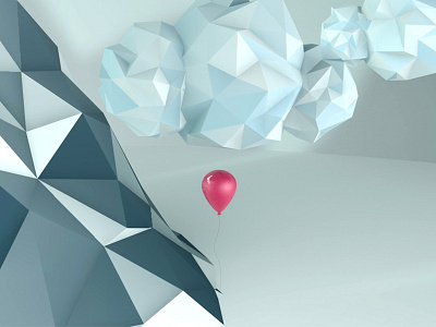 Low Poly Chainreaction 3d ballon chain reaction clouds low poly mountain
