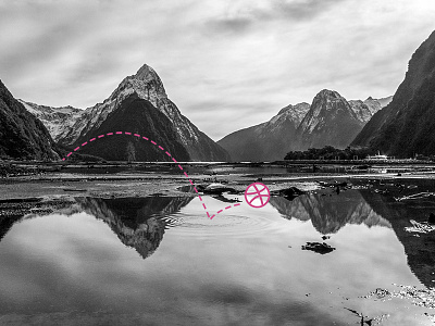 Dribbble Postcard ball bw dribbble fiord fiordland milford sound mountains new zealand nz photo ripples water