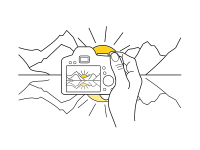 This Moment camera hand illustration minimalistic mountains photo sun