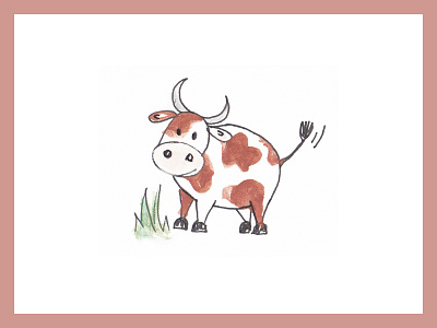 Cow animal brush cow farm folder handdrawn handmade illustration kids kuh watercolor