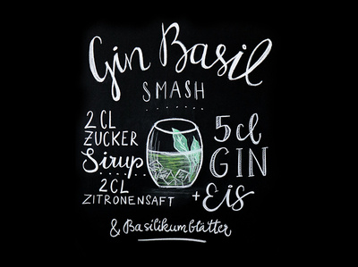 Gin Basil Cocktail Lettering