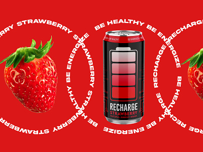 Recharge Natural Energy Drink Strawberry art direction illustration storytelling vector