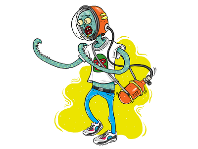 Drunk alien airmax alien cartoon character illustration photoshop