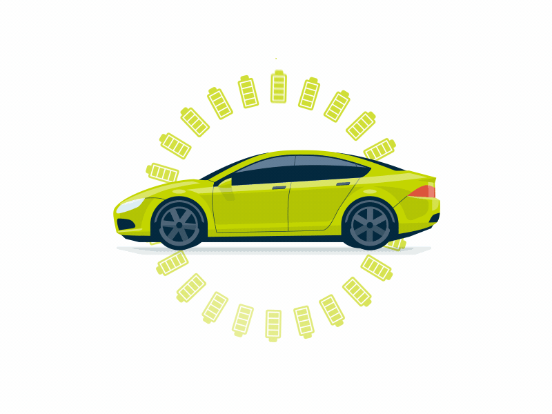 Electric Vehicle Charge - Wolfspeed animation car charge circle design flat green loop mograph motion design neon vector