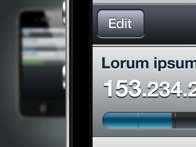 iPhone UI Draft - Progress Bar blue button controls green grey iphone progress bar silver ui user interface