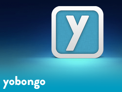 Yobongo iOS App Icon app blue chat corporate icon ios iphone ipod letter linen logo sign startup texture turquoise typo typography white