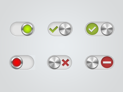 Toggle Switch Variations button cancel green metal off ok on red steel switch toggle ui