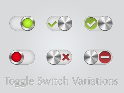 Toggle Switch Variations - Revisited button cancel green metal off ok on red steel switch toggle ui