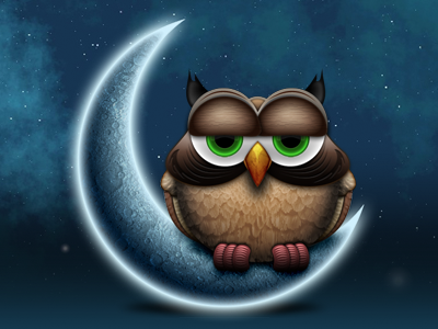 SmartSleep App Icon app blue brown eye glow hibernate icon mac moon night osx owl shine sleep standby stars