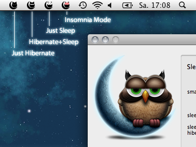 SmartSleep Menu Bar Status Icons bar hibernate icon insomnia mac menu osx sleep standby status
