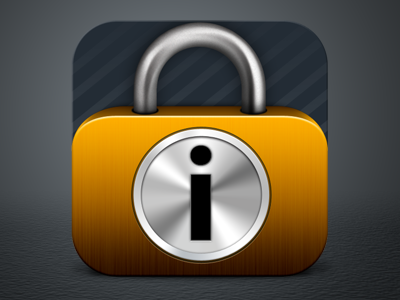 LockInfo iOS App Icon app blue brass gold icon ios iphone lock silver stripes yellow