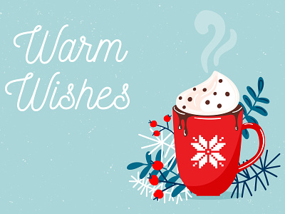 Christmas mug with hot chocolate cappuccino chocolate christmas christmas card cocoa coffee cup floral greeting greeting card happy holidays happy new year illustration merry christmas mug red warm wishes