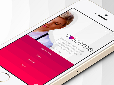 Voiceme Mobile color design home layout media social menu mobile pink purple ui website