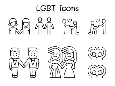 LGBT Line icons couple design heart icon illustration lgbt lgbtq love lover married married couple relationship signage symbol wedding