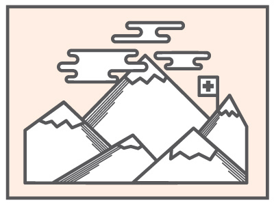 Mountains flat color illustration mountains swiss