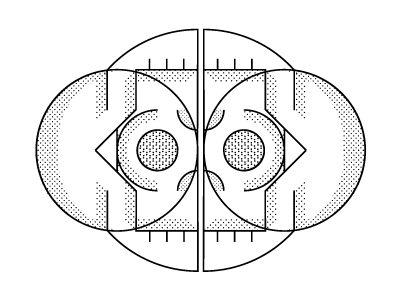 Four Skulls, One Face dots illustration lines skull symmetry