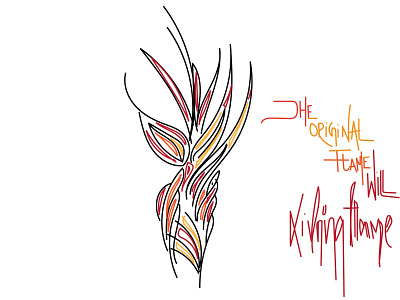 Living Flame: The Original Flame Will art awawingsdesign dark design digital flame illustration linear winged wingmaker