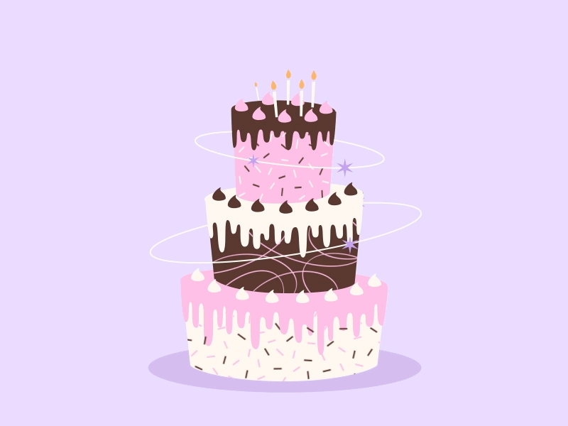 Premium Vector | A birthday cake with a cake and a cake with a candle on it.